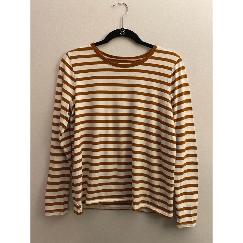 Burnt Orange Striped Madewell Long Sleeve Tee